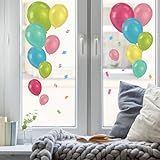 Fensterbild Karneval Luftballons Girlande wiederverwendbar Frühling bunte Ballons Fasching farbige Kreise, A3 Bogen