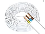 Flach Weiß Feuchtraumkabel Kabel Leitung YDY NYM-J 3 x 1,5mm | Elektrokabel Stromkabel (10m)