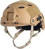 LOOGU Airsoft Helm Ops Core Schutzhelm Taktischer Helm (Typ Fast BJ & PJ) mit Pads und Seitenschienen Sturzhelm für Freizeit Outdoor Paintball