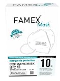 10 Stück FFP2 Maske, 5-lagig, FFP2 NR, CE 2841 zertifiziert, 1 Verpackungseinheit mit 10 hygienisch einzeln verpackt FFP2 Masken, FAMEX