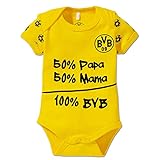 Borussia Dortmund Unisex Baby Bvb-babybody '100% Bvb' Babybody, Schwarz/gelb, 74 80 EU