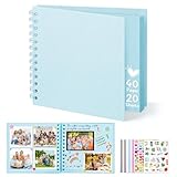 DazSpirit Fotoalbum zum Selbstgestalten, 6-inch Fotobuch zum Einkleben, Quadratisches Hardcover-Scrapbook und Gästebuch Geburtstag für Abschluss, Hochzeit, Babys, mit 5 Aufkleber, 40 Seiten, B