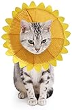 SLSON Halskrausen für Hunde Katze,Bequem Weich Recovery Schutz für Haustier Nackenschutz Kissen und Verstellbarer Kragen mit Gelbem Sonnenblumenmuster (S)