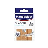 Hansaplast Classic Pflaster (1 m x 6 cm), zuschneidbare Wundpflaster mit extra starker Klebkraft & Bacteria Shield, flexibles und atmungsaktives Verbandsmaterial