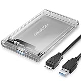 deleyCON SSD Festplattengehäuse USB 3.0 für 2,5“ Zoll SATA 3 SSD / HDD / 7mm / 9,5mm SATA III Festplatten Externes Gehäuse UASP [Transparent]