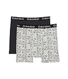 Calvin Klein Jungen Boxershorts (kleine Kinder/große Kinder), Schwarz/Heather Grey mit Block-Logo, MD (8–10 große Kinder), 2er-Pack