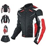 A-pro Motorcycle Jacket CE Armored Textile Motorbike Racing Thermal Liner, Schwarz-Rot, L