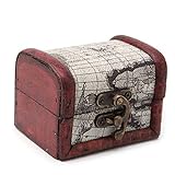 Yhjkvl Aufbewahrungsbox aus Holz im Vintage-Stil, Piratenkarte für Schmuck, Aufbewahrungsbox