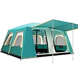 JTYX Festival Kuppelzelt mit 12 Fenstern Pop-Up-Zelt 8-12 Personen Instant-Zelt Großes Familien-Campingzelt wasserdichte Outdoor-Zelte mit 2 Schlafzimmern 1 Wohnzimmer
