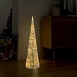 Voupuoda LED-Leuchtkegel Acryl Deko Pyramide, Lichterkette,Beleuchtung, Licht Kegel LED, für Weihnachten innen außen, Xmas-Deko Warmweiß 90 cm