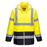 Portwest Klassische Kontrast Warnschutz-Regenjacke, Größe: XXL, Farbe: Gelb/Marine, H443YNRXXL