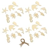 HAPINARY 28St Cartoon Holzspäne fallen Teller Ohrringkarten zum Verkauf holzdeko Meerestiere Holzstücke zierleisten holz dekoration Meerestiere Holzausschnitt leerer Holzchip hö