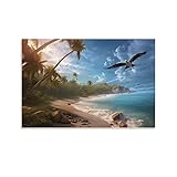 UWINK Ozeanpalme Leinwand Wandkunst für Schlafzimmer Tropischer Strand Foto Meer Landschaft Natur Wanddekoration Poster für Zimmer