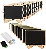 KAKOO 20 Mini Holz Tafel Set, Kreidetafel Memotafel mit Stand-Füße als Tischkarte Platzkarte Namen Preis Schild für Landhaus Buffet Party Deko Vintage Hochzeit Tischdeko