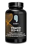 Vitamin D3+K2 hochdosiert | 5-Tages-Depot in Premium-Qualität | 180 Kapseln | Mind. 99,7% All Trans MK7 (K2VITAL® von Kappa) & 5.000 IE Vitamin D3 | pur