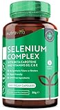 Selen Komplex 205µg - 240 vegane Kapseln für 8 Monate - Enthält Beta Carotin, Vitamin D3, C & E - Selen für Haare, Nägel, Erhaltung des Immunsystems & Schilddrüsen - Selen hochdosiert