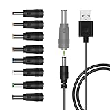 LANMU USB auf DC Stecker Kabel, 8 in 1 USB A auf Hohlstecker Ladekabel Netzkabel Stromkabel Adapterkabel mit 8 Stecker für Router, Raiserapprat, TV Box, Philips Hue Hub (1m, schwarz)