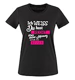 Comedy Shirts - Ich Weiss du hast Recht Aber Meine Meinung gefällt Mir Besser - Damen T-Shirt - Schwarz/Weiss-Pink Gr. XL