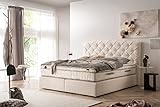 payé Boxspringbett Flair 180x200 cm - Weiß Creme - mit Matratze H2 - Skandinavischer Look Moderne Betten für Schlafzimmer