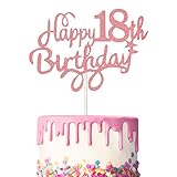 3 Stück 18. Geburtstag Kuchen Topper Happy 18th Birthday Kuchen Cupcake Topper Picks Glitzer Kuchen Dekoration für Geburtstag Party Kuchen Lieferung, Rose Gold
