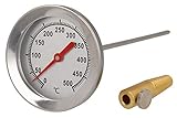 Lantelme Grill Thermometer 500°C Grad Sonde aus Edelstahl für Backofen Tandur Smoker Räucherofen analog (15cm)