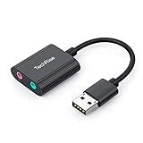 TechRise USB Soundkarte Extern USB auf 3.5mm Klinkenbuchse Stereo Audio Adapter Kabel External Sound Card für Headset, Lautsprecher oder 4 Pole TRRS Mikrofon