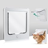 NAMSAN Katzenklappe Katzentür mit 4 Wege Katzenklappe Große Katzen 27.5 x 23.5 cm Katzenklappe für Innentür Winddicht Leise Katzentür für Katzen/Welpen, W