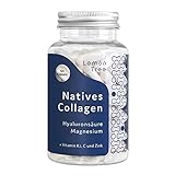 Natives Collagen Hyaluron Complex - 120 Kapseln - plus Magnesium Zink Vitamin K2 und C - Premium Hyaluronsäure Kollagen Komplex - UC-II von Lemon Tree