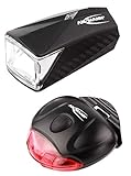 ANSMANN LED Fahrradlicht Set (vorne + hinten) StVZO-konform, Batterie betrieben, abnehmbar - Fahrrad Frontlicht und Rücklicht