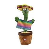 Tanzen Kaktus Plüschtier, Tanzendes Kaktus-Spielzeug,Cactus Plüsch-Puppe Kinder, Kaktus Stofftier Geschenke, Elektronischer Shake-Tanzender Kaktus-Mexiko-Englisch 120 Songs + Aufnahme + Beleuchtung