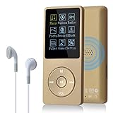 COVVY 8GB(Support bis zu 64GB SD Speicherkarte) Tragbare MP3 Musik Player 70 Stunden Musik Playback Lossless Sound Hi-Fi MP3 Player (Gold)