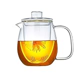 BNNP Teekannen für den Herd 650 ml hitzebeständige Teekanne aus Glas mit abnehmbarem Teesieb, Kaffeemaschine, transparentes Tee-Set, Büro-Blumen-Teekanne Teekanne für Infuser