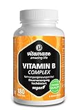 Vitamin B Komplex hochdosiert & vegan, 180 Tabletten für 6 Monate, B1, B2, B3, B5, B6, B7, B9, B12 Vitamine in einer Tablette, Natürliche Nahrungsergänzung ohne Zusatzstoffe (180 Stück (1er Pack))