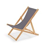 IMPWOOD Liegestuhl grau,Strandstuhl aus Holz,bis 100 kg,klappbar,Liege aus Buchenholz,Holzklappstuhl,Strandliege,Klappliege für Strand,Holz-Liegestuhl