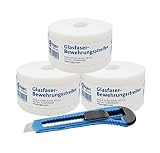Rigips® Glasfaser Fugendeckstreifen [ 3 Rollen 50mm x 25m ] Rigipsplatten Fugenband | Bewehrungsstreifen Gipskartonplatten im Trockenbau | inkl. C