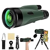 Monokular 60X80 Zoom Monokulare Teleskop Fernrohr Erwachsene mit Smartphone Halterung Stretchable Stativ Wasserdicht Monokulares Teleskop für Vogelbeobachtung Reisen Jagd Konzert Sport im F