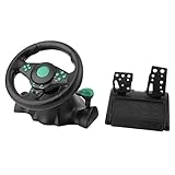 180-Grad-Drehung Gaming Vibration Racing Lenkrad mit Pedalen für Xbox 360 für PS2 für PS3 PC USB-Auto Lenkrad - schwarz & grün