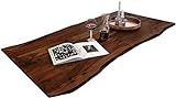 SAM Tischplatte 120x80 cm, Quintus, Akazie, nussbaumfarben, stilvolle Baumkanten-Platte, Unikat