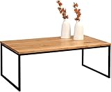 M2 Kollektion 264222 Couchtisch Sira 2, Echtholz Wildeiche massiv geölt, Gestell Metall schwarz, 110x60cm, Höhe 43