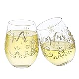 NymphFable Mr Und Mrs Weingläser Set Personalisierte geschenk hochzeit, verlobungsgeschenk, Stemless Weinglas Set Tassen