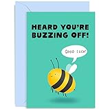 Old English Co. Lustige Grußkarte für Kollegen – Buzzing Off Bee Abschiedskarte für Sie oder Ihn – Sorry You're Leaving Farewell Grußkarte für Kollegen | Innenseite blanko mit Umschlag