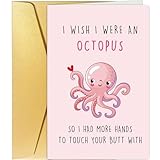 Spercy Lustige Oktopus-Valentinstagskarte, Geschenke für Sie und Ihn, humorvolle Jubiläumskarte für Frauen und Männer, freche Geburtstagskarte für Freund, Freundin, I Wish I Were An Octop