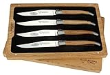 Laguiole en Aubrac Steakmesser - 4er Set - Griff Eichen-Holz - Original Frankreich mit Zertifikat - vier Tafelmesser