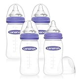 Lansinoh Babyflaschen Set - Babyflasche (Kunststoff) mit NaturalWave Sauger Gr. M, 240 ml, 4 Stück