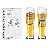 Ritzenhoff 3481007 Weizenbierglas 500 ml – 2er Set – Serie Brauchzeit Set Nr. 7 – 2 Stück mit mehrfarbigem Digitaldruck