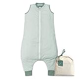 molis&co. 1.0 TOG. Baby-Schlafsack mit Füßen. Größe: 90 cm (3 Jahre). Ideal für Übergang. Vichy Green. 100% Baumwolle. (Oeko-TEX 100).