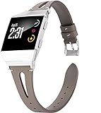 Gransho Uhrenarmband kompatibel mit Fitbit Ionic, Lederarmband Ersatz-Watch Armband mit Edelstahl Metall Schließe für Herren Damen (Pattern 2)