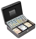 ARREGUI Cashier C9246-EUR Geldkassette mit Eurozähleinsatz und Scheineinsatz,Geldbox aus Stahl, 30cm breit, Geldkassette mit Münzzählbrett und Scheinfächern,Kasse mit Zählbrett für Münzen, Graphitgrau
