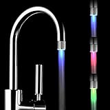 LED Wasserhahn mit 3 Farben Wechseln Temperaturkontrolle für Küche, Bad, Bad Becken, Waschbecken,mit Umwandlungskopf, Ohne Batterie