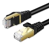 TNP CAT7 Netzwerkkabel, 10 Gigabit Ethernet Vergoldetes Kabel LAN RJ45 Stecker auf Stecker, Internet Verlängerungskabel Adapter Patchkabel Rohkabel Kabel für Switch Router Netzwerk Cat7 Schwarz 3M